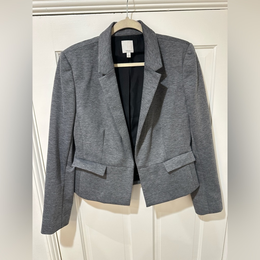Halogen dark grey long sleeve collar blazer jacket